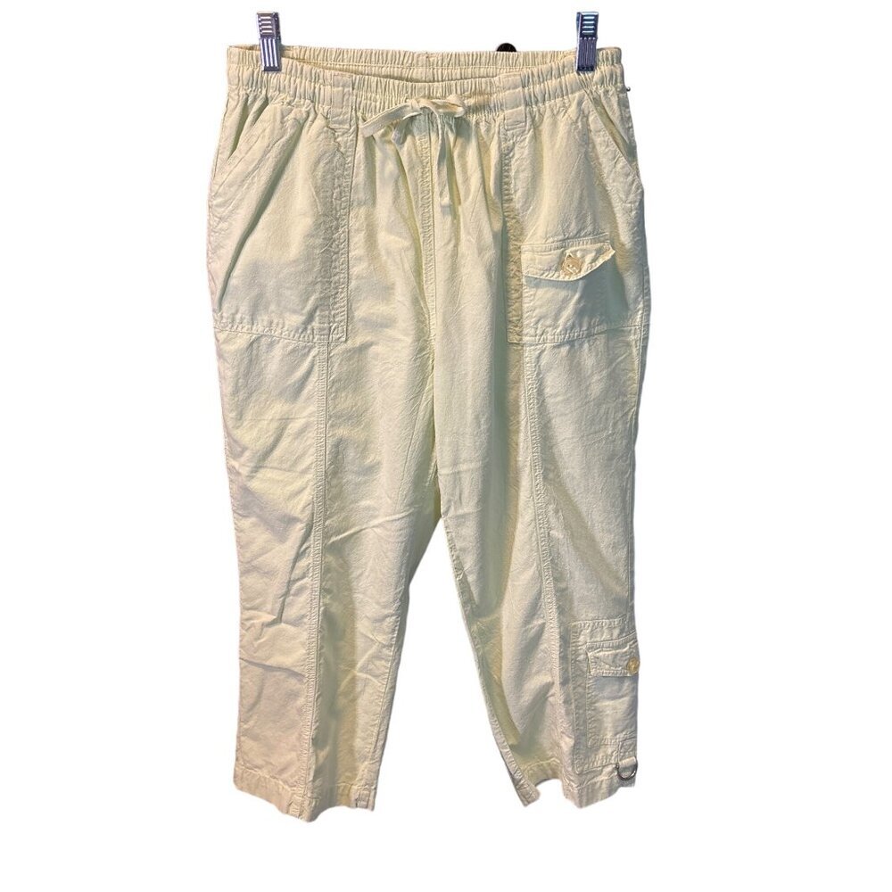 C.B. Casual Yellow Green Cotton Drawstring Cargo Pants